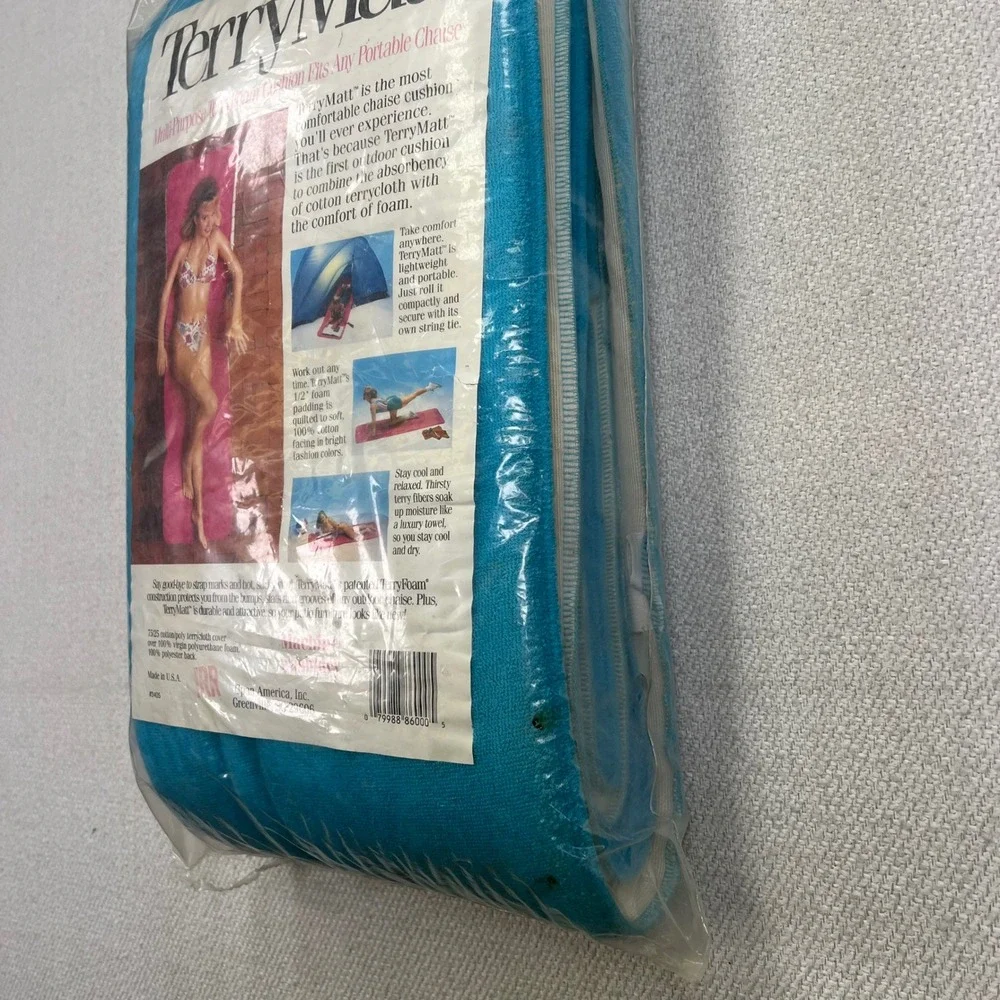 TerryMatt Chaise Lounge Cushion Teal Blue Vintage Work Out TerryFoam Mat USA 90s